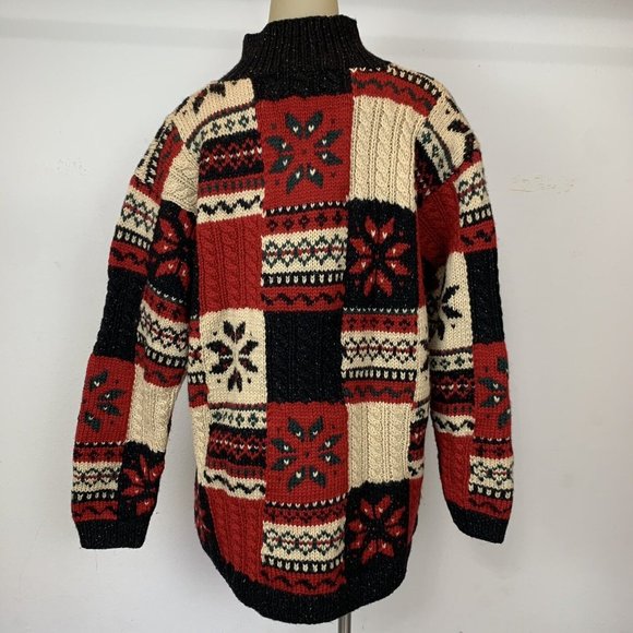 Jones New York Women’s chunky Wool hand knit sweater  holiday Size medium - Picture 5 of 5